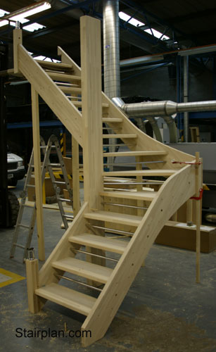 open staircase with safety bars